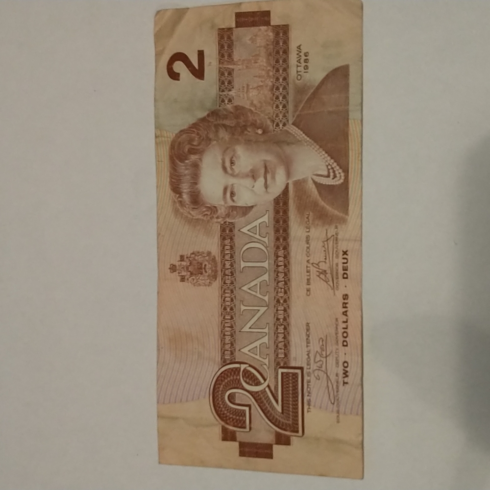 1986 Canadian $2 bill